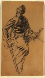Dibujo, Soldado de caballería a caballo, 1863