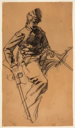 Dibujo, Soldado de caballería a caballo, 1863