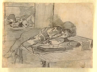 Dibujo, Chino fumando una pipa de opio, un club de Baxter Street, Nueva York, ca. 1874