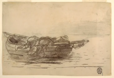 Dibujo, Pescadores trepando por las bordas, Cullercoats, Inglaterra, 1881-82