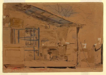 Dibujo, Casa con porche, ca. 1858-60