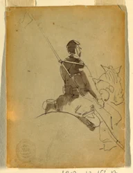 Dibujo, Lancer a caballo, 1862