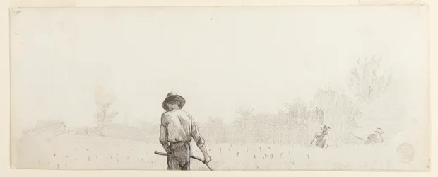 Dibujo, Hombre con guadaña, ca. 1865