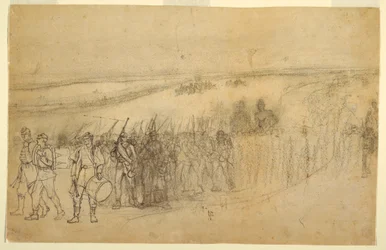 Dibujo, Columna de infantería en marcha, ca. 1862