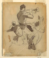 Dibujo, Corneta a caballo, 1862