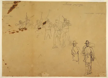 Dibujo, Bocetos de Figuras de Infantería Individuales y Firmas de Práctica, 1862