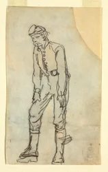 Dibujo, Soldado con pipa en la boca, 1862