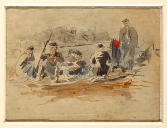 Dibujo, Soldados sentados en grupo, 1862