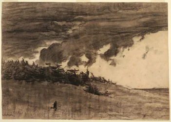 Dibujo, Viene tormenta (orilla con cielo nublado), probablemente 1884