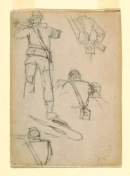 Dibujo, Estudios de soldados apuntando, 1862