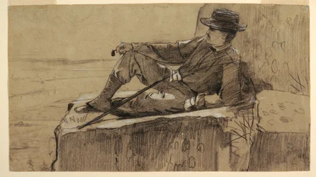 Dibujo, Estudio para "Alpinista descansando", 1868-69