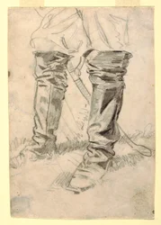 Dibujo, Estudio de botas de oficial de caballería, 1862-64