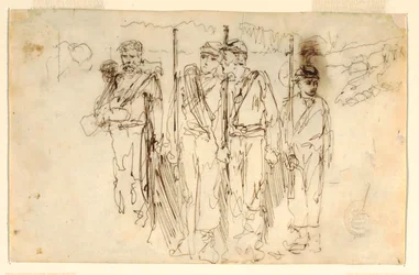 Dibujo, Los heridos ambulantes, 1861-62