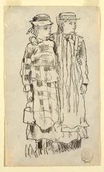 Dibujo, Dos niñas, 1879