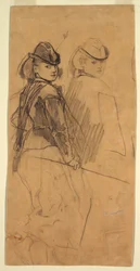 Dibujo, Dos estudios de una joven mirando por encima del hombro, ca. 1862
