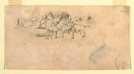 Dibujo, Caravana en campamento, 1862