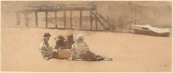 Cuatro Niños en una Playa