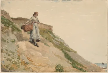 Niña llevando una cesta
