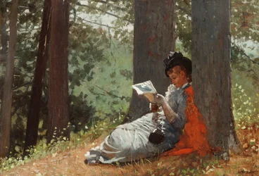 Niña leyendo bajo un roble, 1879