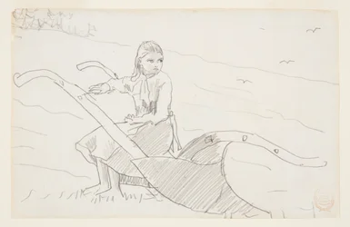 Chica Sentada en un Arado