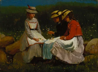 Chicas en un paisaje