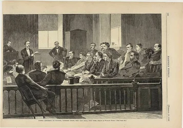 Jurados escuchando al abogado, Tribunal Supremo, New City Hall, Nueva York