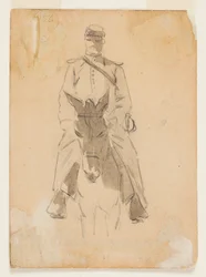 Oficial y cabeza de un caballo