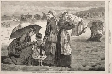 En la playa de Long Branch - La hora de los niños, 1874
