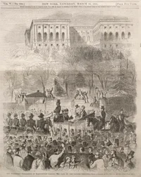 La Procesión Inaugural en Washington Pasando la Puerta de los Terrenos del Capitolio