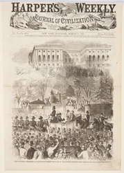 El desfile inaugural en Washington pasando la puerta de los terrenos del Capitolio, de Harper