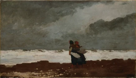 Dos figuras junto al mar