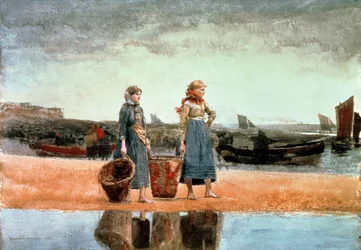 Dos chicas en la playa, Tynemouth, 1891