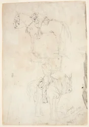 Dos caballos, uno montado