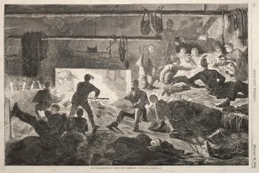 Cuarteles de invierno en el campamento - El interior de una cabaña, 1863