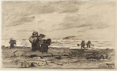 Mujeres en una costa rocosa