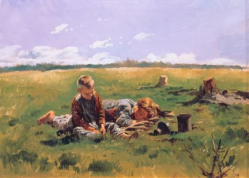 Niños en un prado
