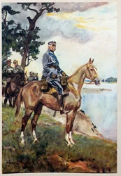 Retrato ecuestre del Mariscal Jozef (Joseph) Klemens Pilsudski (1867-1935) en su caballo favorito Kasztanka