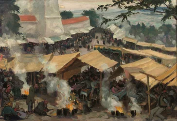 La feria en Kawaria Zabrzydowska, Polonia, c.1913