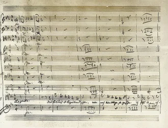 Manuscrito autógrafo del inicio del aria de retrato de Tamino de La flauta mágica. Partitura