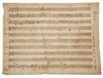 Magnificat, K. 321a. Manuscrito, partitura para solistas y coro, órgano y orquesta, c.1779