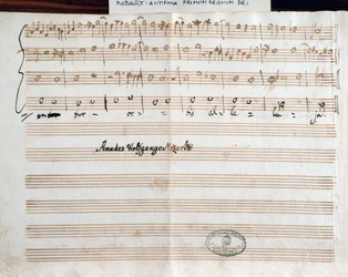Página con la firma del compositor de Querite primum regnum Dei de Mozart para obtener el título de Accademico filarmonico (1770)