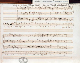Página de partitura de Querite primum regnum Dei de Mozart para obtener el título de Accademico filarmonico (1770)