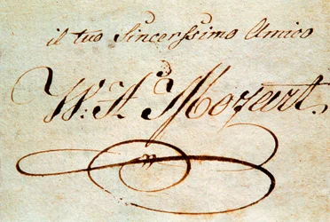 Firma del compositor austriaco Wolfgang Amadeus Mozart (1756-1791)