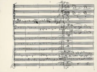 Wolfgang Amadeus Mozart (1756-1791) compositor austríaco. Autógrafo del final de la música de fuego y del comienzo del dúo de Pamina y Tamino (Caminamos a través de las llamas) de La flauta mágica. 1791