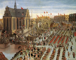 Federico III proclama hereditaria la corona danesa ante los Estados Generales en Copenhague en 1660, cuadro de Wolfgang Heimbach (1605-1678)