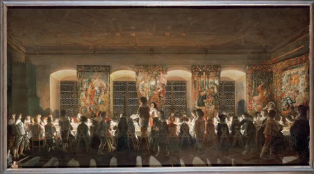 Banquete nocturno (óleo sobre cobre)