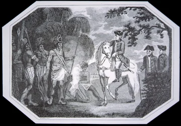 El general Burgoyne y los indios en 1777, grabado por J. Taylor, de 