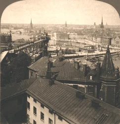 Calles de Estocolmo desde el Moseback, Suecia, 1905