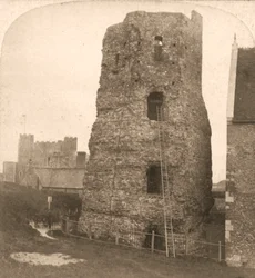 El viejo faro de Dover, Faro romano, Inglaterra, 1900