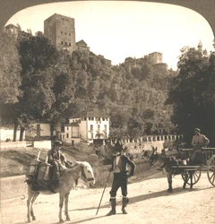 Muros y Torres de la Alhambra, Granada, España, 1896